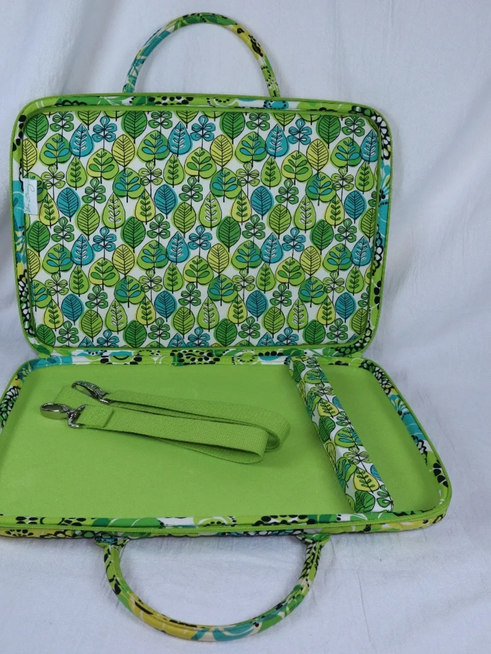 Retired Vera Bradley Limes Up Laptop Case with Carry Handles and Strap Padded